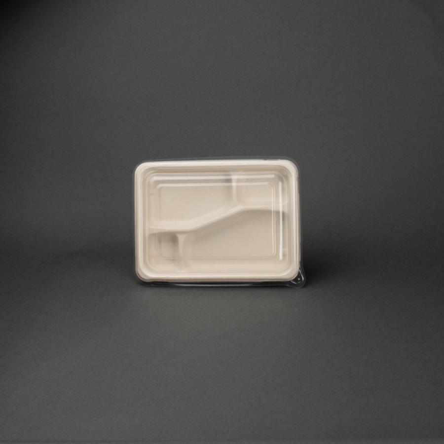 バガスモールド SBT−4区切りパルプモールドYB(C) 232×170×31mmH 300枚入り 弁当 プレートランチ 紙 PLA ...
