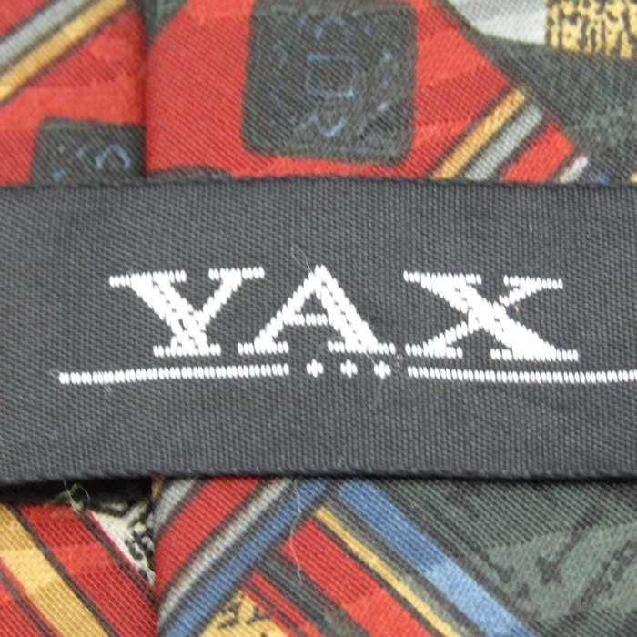 ヤックス ブランド ネクタイ 格子柄 幾何学模様 メンズ グレー YAX