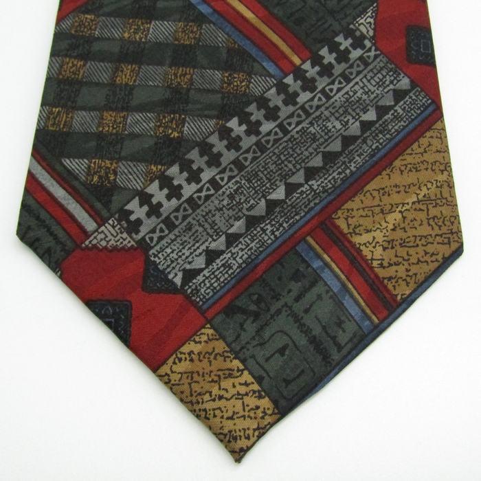 ヤックス ブランド ネクタイ 格子柄 幾何学模様 メンズ グレー YAX