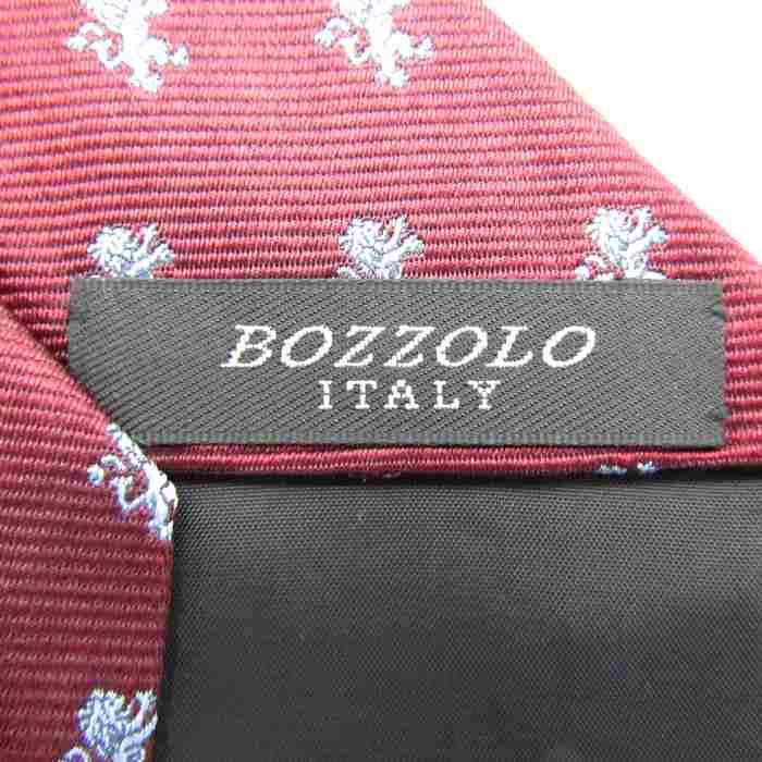 ボッゾーロ ブランドネクタイ 総柄 動物柄 シルク メンズ ワインレッド