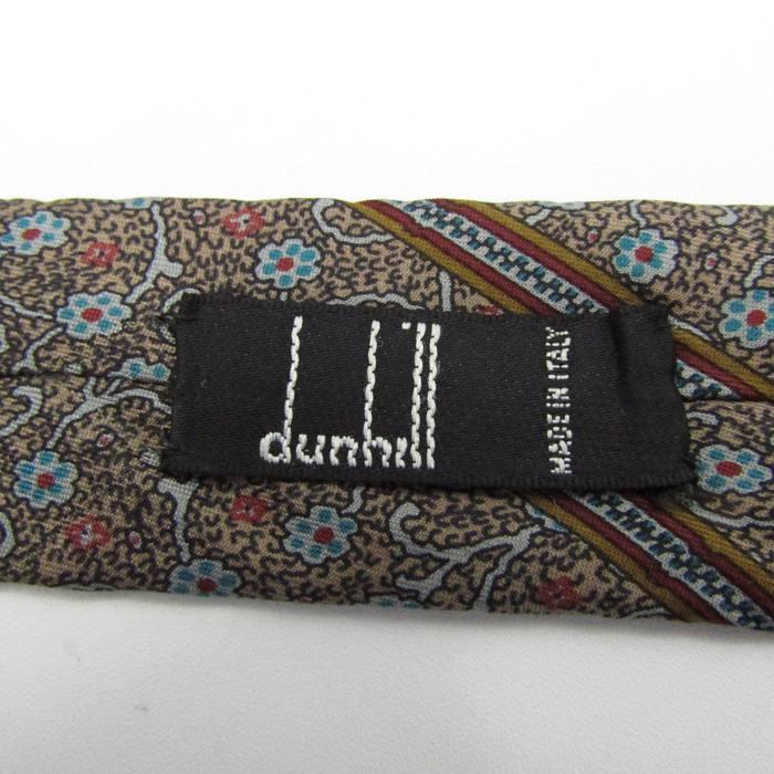 dunhill ダンヒル シルク100% ストライプ ネクタイ ブラウン 刺繍 dunhill ダンヒル シルク100% ストライプ ネクタイ ブラウン 刺繍