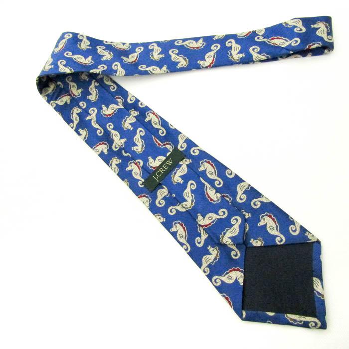 Jクルー ブランド ネクタイ タツノオトシゴ 海 総柄 シルク アメリカ製