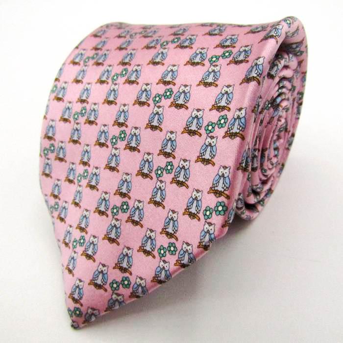 キミジマ ブランド ネクタイ 総柄 動物柄 フクロウ 花柄 シルク 日本製