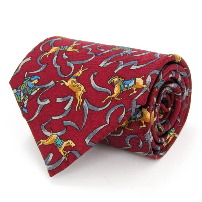 LANCEL（ランセル） ブランド ネクタイ 総柄 動物柄 馬 鹿 シルク PO