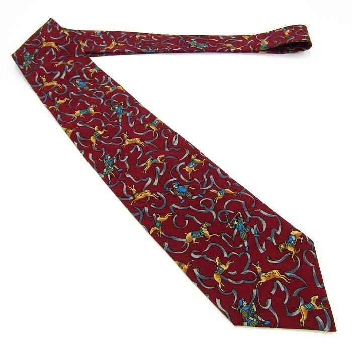 LANCEL（ランセル） ブランド ネクタイ 総柄 動物柄 馬 鹿 シルク PO