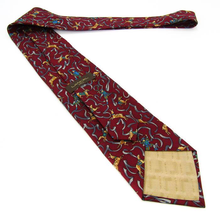 LANCEL ランセル ブランド ネクタイ 総柄 動物柄 馬 鹿 シルク PO