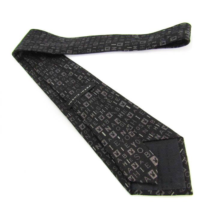 ヨシエイナバ 高級シルクネクタイ 総柄 ブラック ヨシエイナバ 高級シルクネクタイ 総柄 ブラック