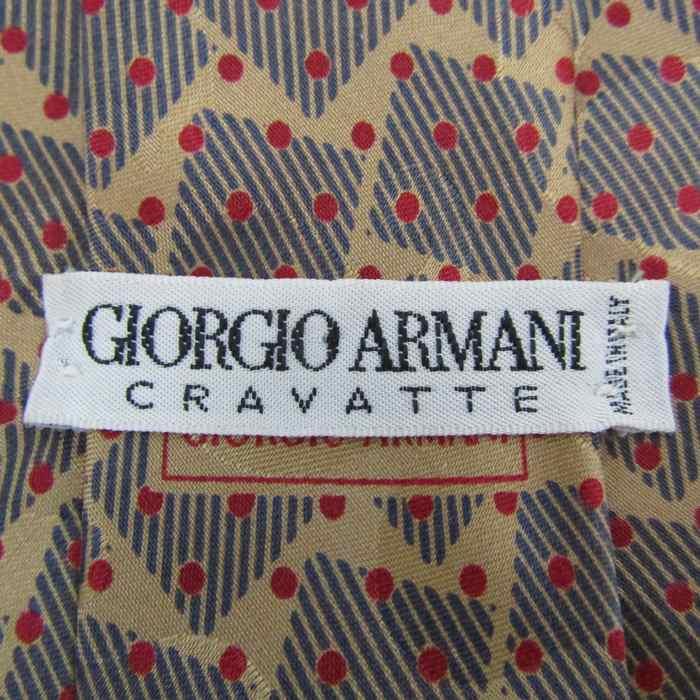 美品 GIORGIO ARMANI ジョルジオアルマーニ ロゴ小紋柄 シルク ネクタイ ネイビー ブラウン メンズ 古着 中古 USED 美品 GIORGIO ARMANI ジョルジオアルマーニ ロゴ小紋柄 シルク