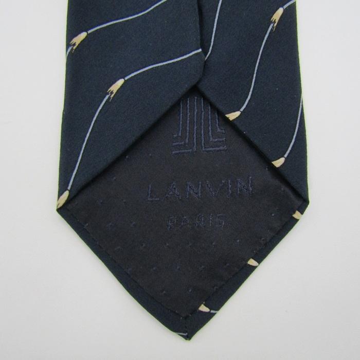 LANVIN ネクタイ ブラウン ブラック ストライプ 光沢 LANVIN（ランバン） ブランド ネクタイ ストライプ柄 パネル柄 シルク