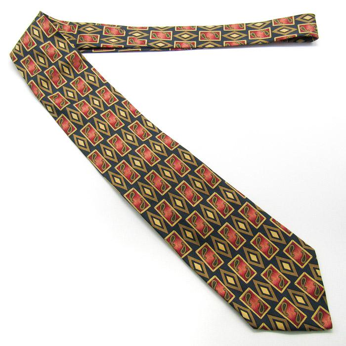 クレージュ ブランド ネクタイ 総柄 ペイズリー ダイヤ柄 小紋柄 シルク イタリア製 PO メンズ カーキ courreges | courreges | 01