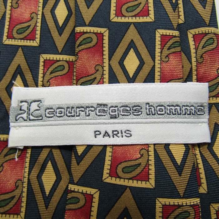 クレージュ ブランド ネクタイ 総柄 ペイズリー ダイヤ柄 小紋柄 シルク イタリア製 PO メンズ カーキ courreges | courreges | 03