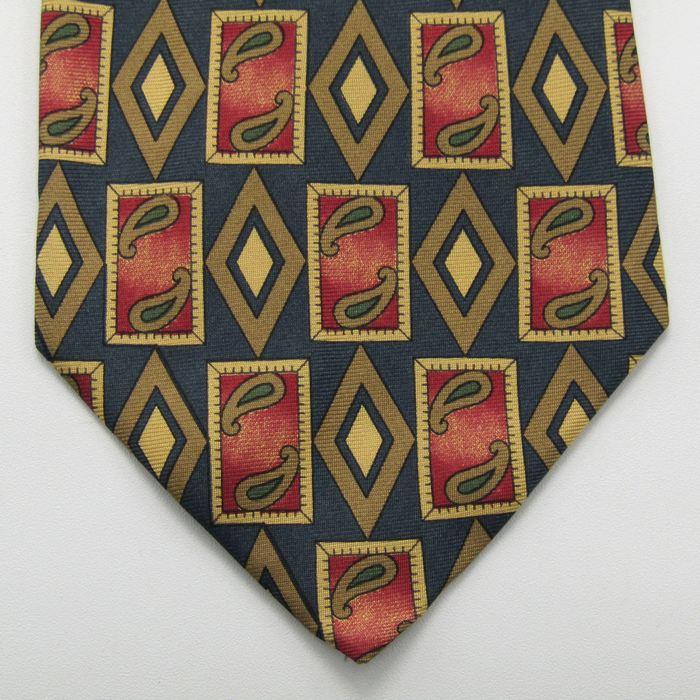 クレージュ ブランド ネクタイ 総柄 ペイズリー ダイヤ柄 小紋柄 シルク イタリア製 PO メンズ カーキ courreges | courreges | 05