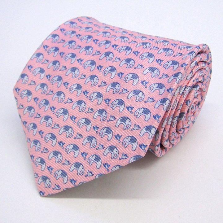 ジムトンプソン ブランド ネクタイ 総柄 動物柄 ゾウ 鳥 シルク PO