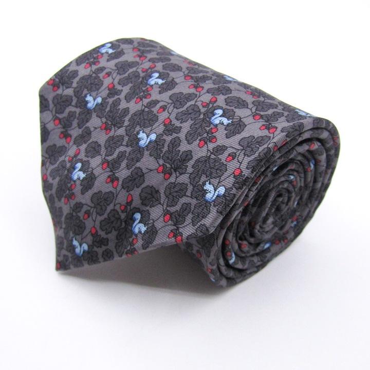 バルマン ブランド ネクタイ 総柄 リーフ柄 動物柄 リス シルク フランス製 PO メンズ グレー BALMAIN | BALMAIN