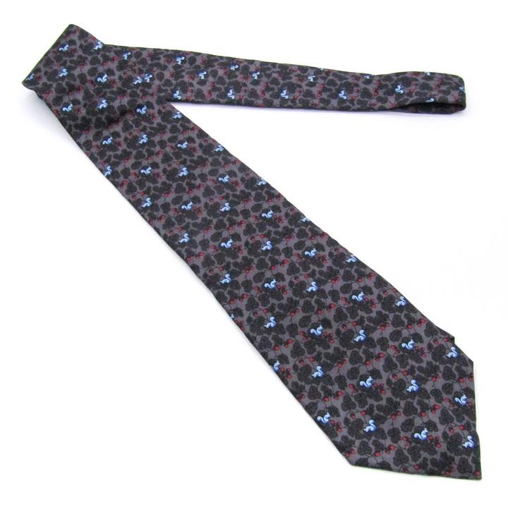 バルマン ブランド ネクタイ 総柄 リーフ柄 動物柄 リス シルク フランス製 PO メンズ グレー BALMAIN | BALMAIN | 01