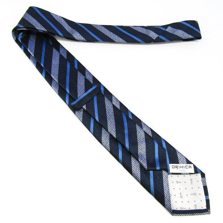 オリヒカ ブランド ネクタイ ストライプ柄 シルク PO メンズ ネイビー