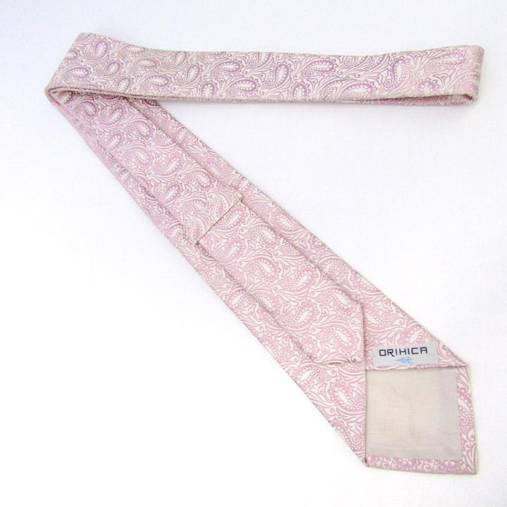 オリヒカ ブランド ネクタイ 総柄 ペイズリー 幾何学模様 シルク PO