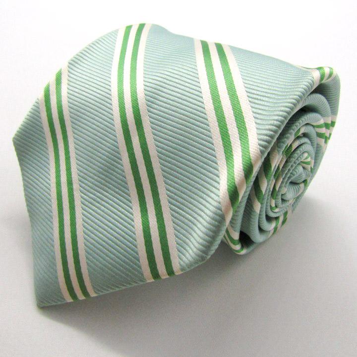 極美品　Brooks Brothers ネクタイ ストライプ柄 緑 白 米国製 BROOKS BROTHERS ブルックスブラザーズ ブランド ネクタイ