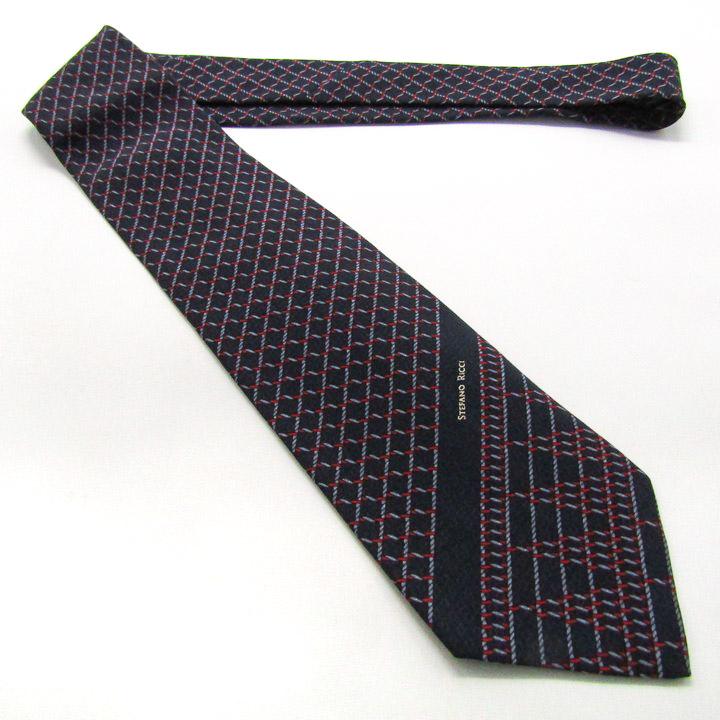 ステファノリッチ ブランド ネクタイ シルク ストライプ柄 格子