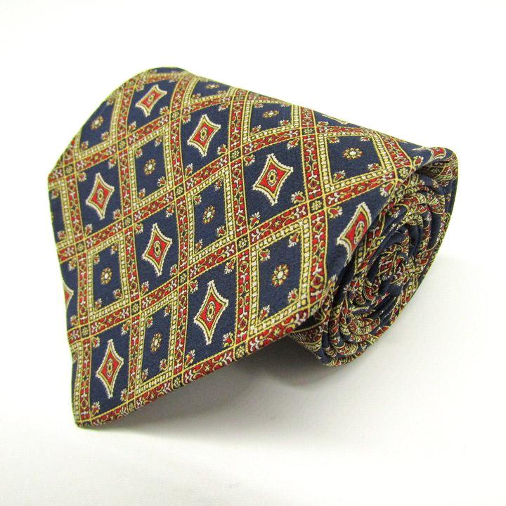 クレージュ ブランド ネクタイ 総柄 チェック柄 小紋柄 格子柄 ダイヤ柄 PO メンズ ネイビー courreges | courreges