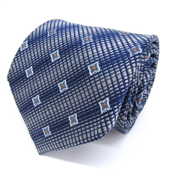 シャルル・ジョルダン ブランドネクタイ チェック柄 小紋柄 格子柄 シルク PO メンズ ネイビー CHARLES JOURDAN | 