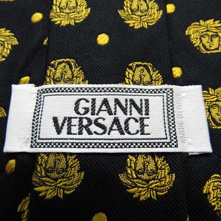 ☆美品 GIANNI VERSACEのメデューサドット柄レジメンタイ　ケース付☆ GIANNI VERSACE ジャンニ・ヴェルサーチ ブランド ネクタイ メデューサ