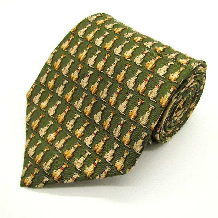 サルヴァトーレフェラガモ ブランド ネクタイ 総柄 動物柄 犬 シルク