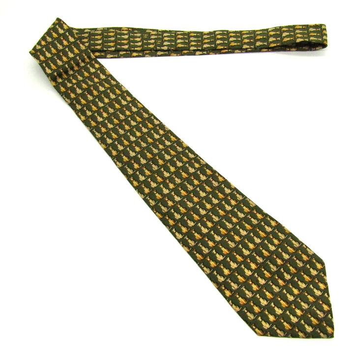 サルヴァトーレフェラガモ ブランド ネクタイ 総柄 動物柄 犬 シルク