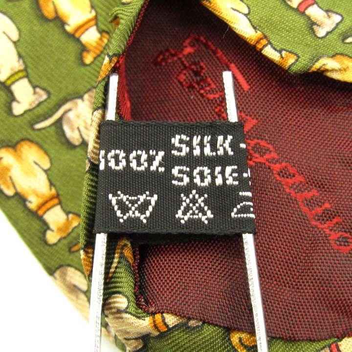 サルヴァトーレフェラガモ ブランド ネクタイ 総柄 動物柄 犬 シルク