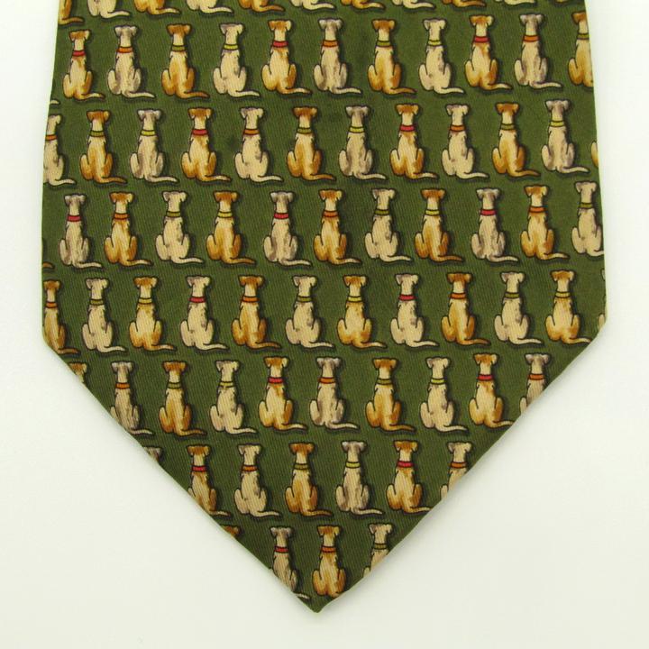 サルヴァトーレフェラガモ ブランド ネクタイ 総柄 動物柄 犬 シルク