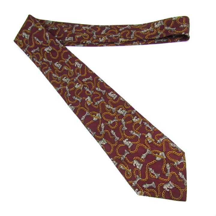 CHANEL シャネル ブランド ネクタイ チェーン付 チェス 総柄