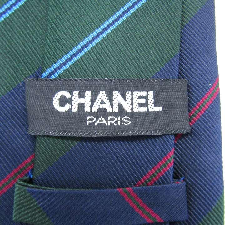 CHANEL シャネル ブランドネクタイ ココマーク ストライプ柄 シルク