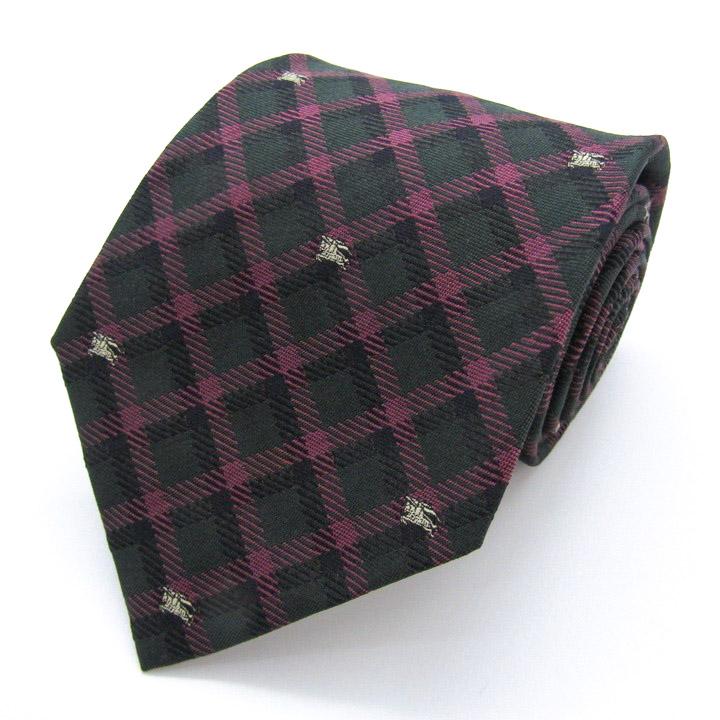 バーバリーズ ブランド ネクタイ チェック柄 ホースマーク シルク PO メンズ グリーン Burberrys | 