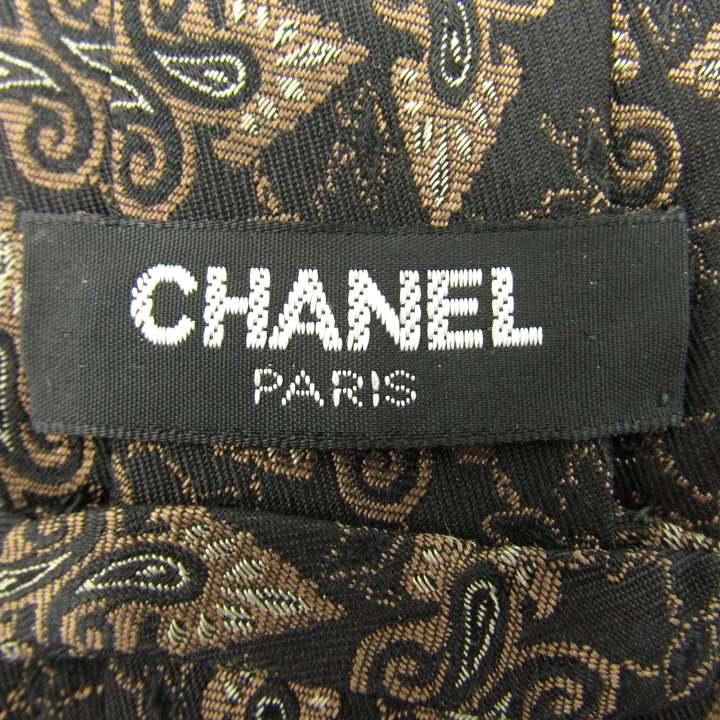 シャネル ブランド ネクタイ 総柄 ペイズリー 小紋柄 ダイヤ柄 シルク イタリア製 PO メンズ ブラック CHANEL CHANEL（シャネル） ブランド ネクタイ 総柄 ペイズリー 小紋柄 ダイヤ
