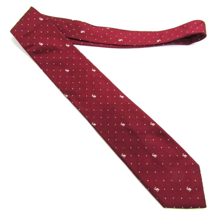 【美品】 ポールスミス 高級 ネクタイ ドット レッド グレー シルク 日本製 Paul Smith（ポール・スミス） ブランド ネクタイ ドット 動物柄