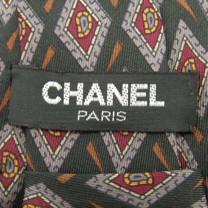 シャネル ブランド ネクタイ 総柄 ペイズリー 小紋柄 ダイヤ柄 シルク イタリア製 PO メンズ ブラック CHANEL CHANEL（シャネル） ブランド ネクタイ 総柄 ペイズリー 小紋柄 ダイヤ