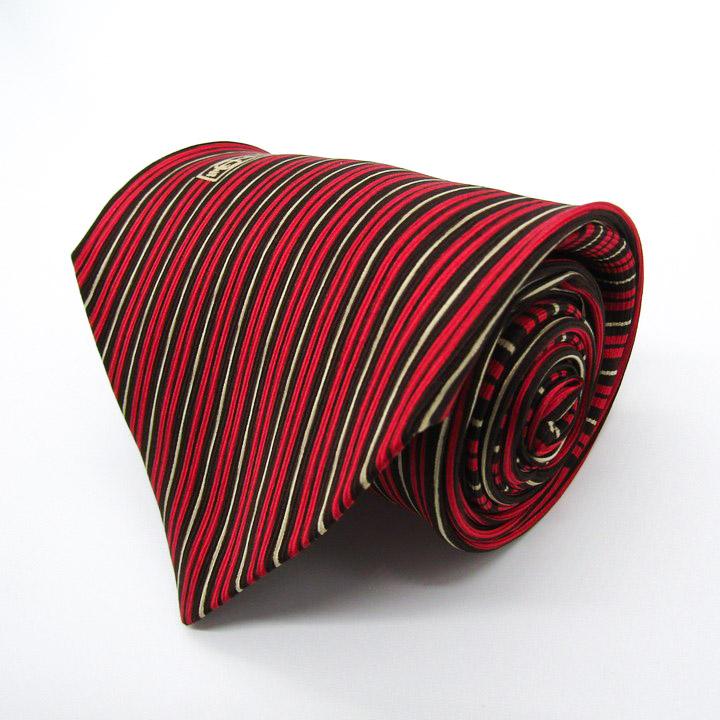 LANVIN（ランバン） ブランド ネクタイ ストライプ柄 ロゴ シルク