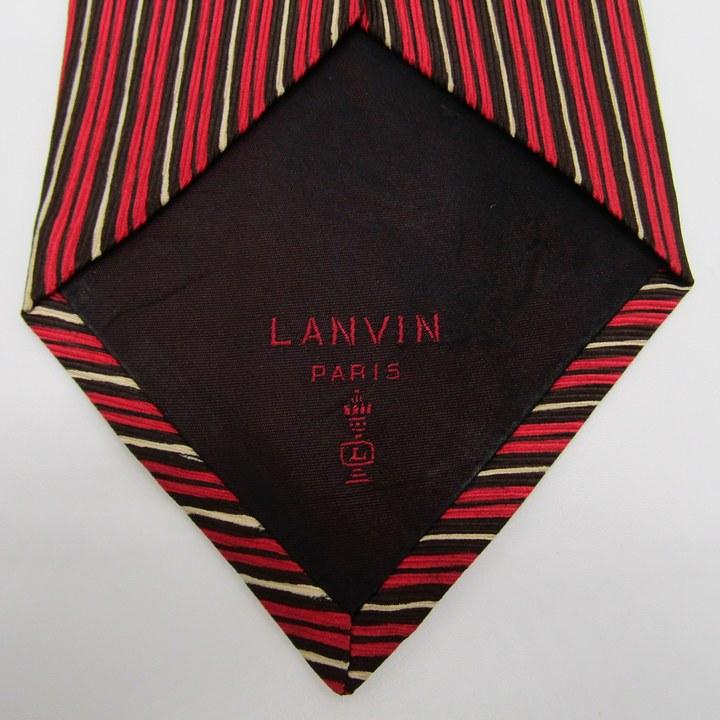 LANVIN（ランバン） ブランド ネクタイ ストライプ柄 ロゴ シルク