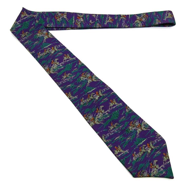 LANVIN（ランバン） ブランドネクタイ 総柄 乗馬 動物柄 馬 シルク