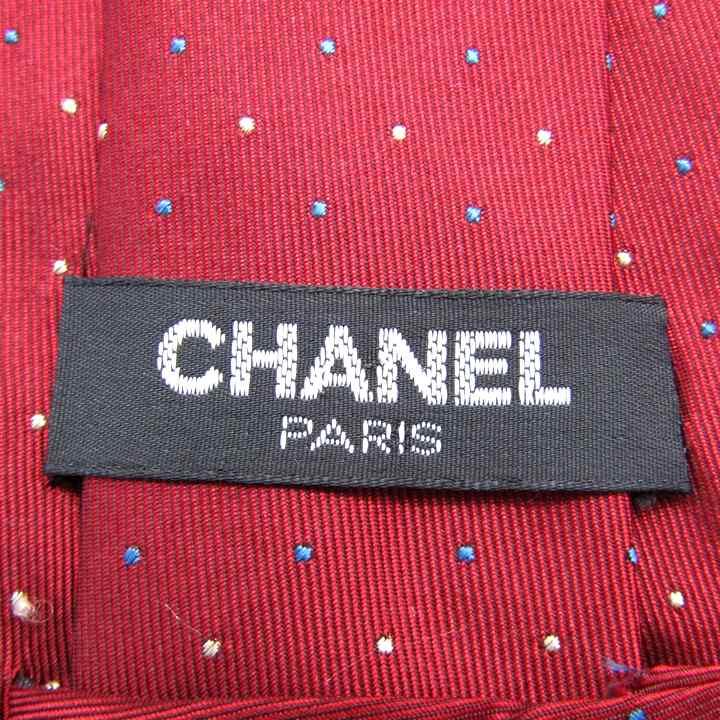 CHANEL 赤 ドット柄 シルク ネクタイ CHANEL（シャネル） ブランド ネクタイ シルク ドット柄 伊製生地 PO
