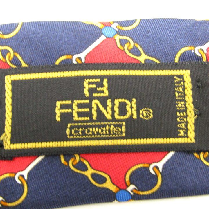 FENDI（フェンディ） ネクタイ ブランド 総柄 チェーン柄 シルク