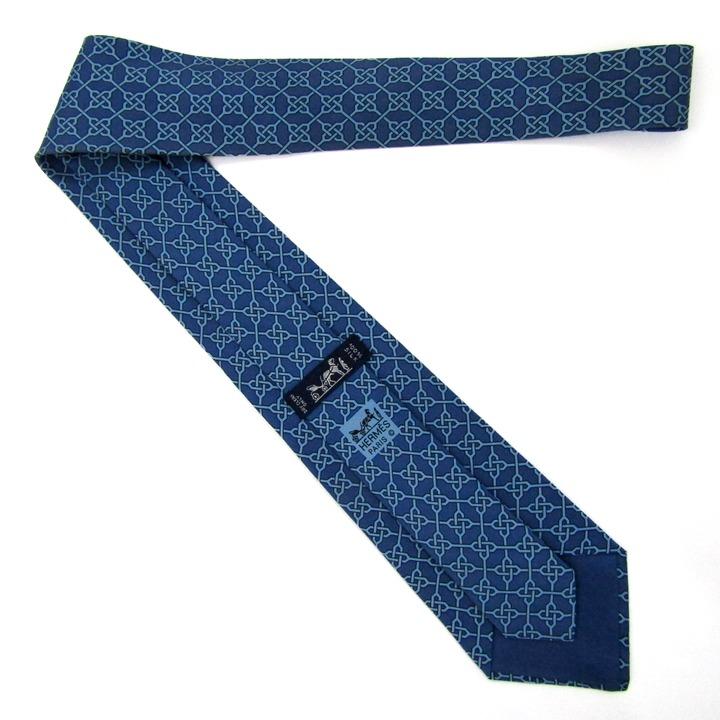 HERMES（エルメス） ブランド ネクタイ 総柄 チェーン柄 シルク PO