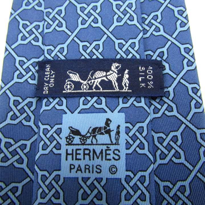 HERMES（エルメス） ブランド ネクタイ 総柄 チェーン柄 シルク PO