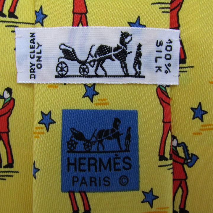 HERMES（エルメス） ブランド ネクタイ 総柄 星柄 人物モチーフ