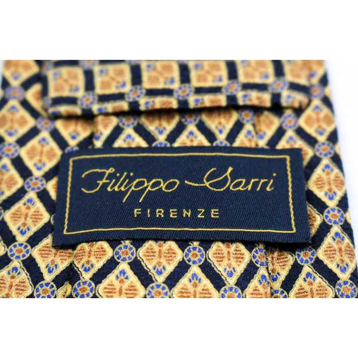 フィリッポサリ ブランド ネクタイ シルク 格子柄 ハンドメイド 高級 メンズ ネイビー Filippo Sarri ｲﾀﾘｱﾌｪﾚﾝﾂｪ 世界最高峰 フィリッポサリ ブランド ネクタイ シルク 格子柄 ハンドメイド 高級
