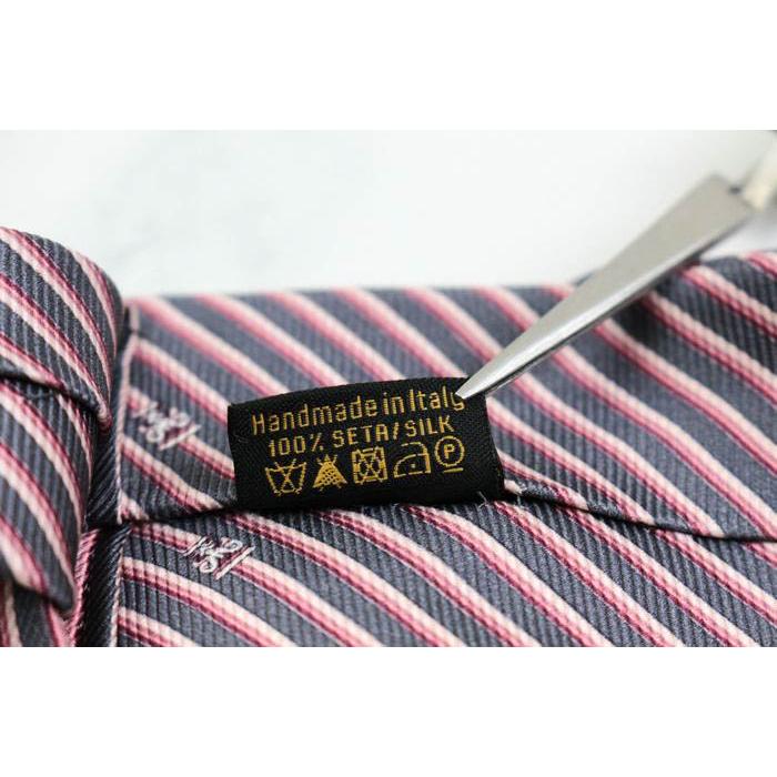 【美品】BVLGARI ストライプ ネクタイ　シルク　セッテピエゲ　イタリア製 BVLGARI ブルガリ ブランド ネクタイ セッテピエゲ ストライプ柄