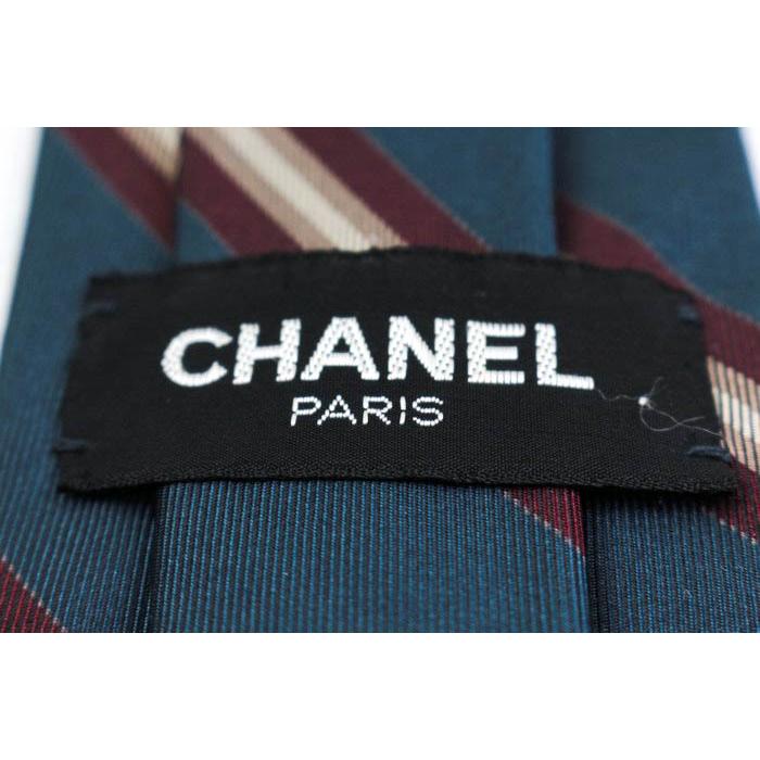 シャネル ブランド ネクタイ ココマーク ストライプ柄 シルク イタリア製 PO  メンズ ブルー CHANEL｜kbnet2019v1｜04