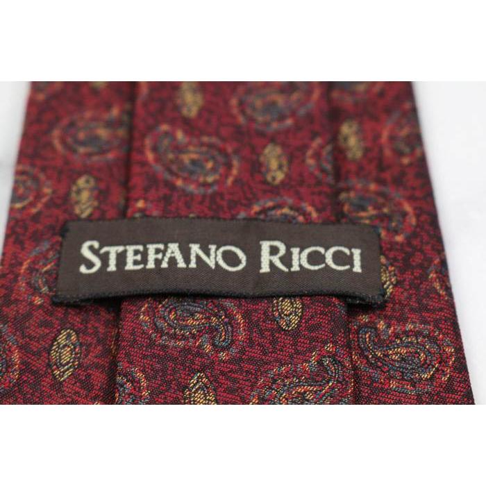 ステファノリッチ ネクタイ ブランド 総柄 ペイズリー柄 シルク PO メンズ エンジ STEFANO RICCI ステファノリッチ ブランド ネクタイ 総柄 ペイズリー シルク PO