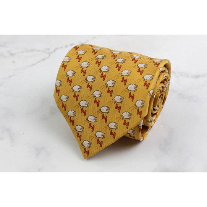 美品✨HERMES ネクタイ　エルメス　イエロー　ホース　馬　アニマル　総柄 中古・古着通販】HERMES (エルメス) アニマル柄ネクタイ
