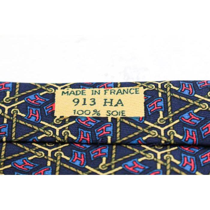 【美品】ネクタイ　エルメス　HERMES　シルク　ゴールド系　H柄　小紋柄 HERMES エルメス ブランド ネクタイ シルク 小紋柄 格子柄 H柄